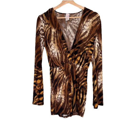 Vintage Votique Los Angeles Romper womens M Animal Print V Neck Indie Sleaze Y2K - Picture 2 of 16